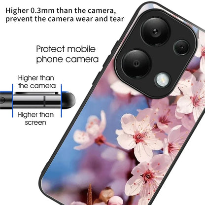 For Xiaomi Redmi Note 13 Pro 4G / Poco M6 Pro 4G Phone Case TPU+Tempered Glass Cover Pattern Print