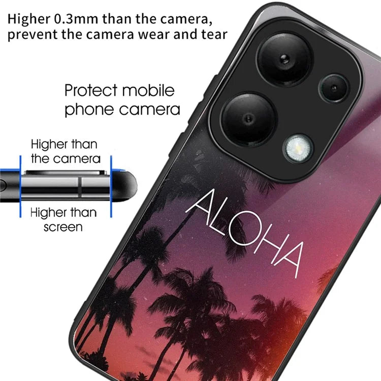 For Xiaomi Redmi Note 13 Pro 4G / Poco M6 Pro 4G Pattern Printing Case Tempered Glass TPU Slim Phone Cover