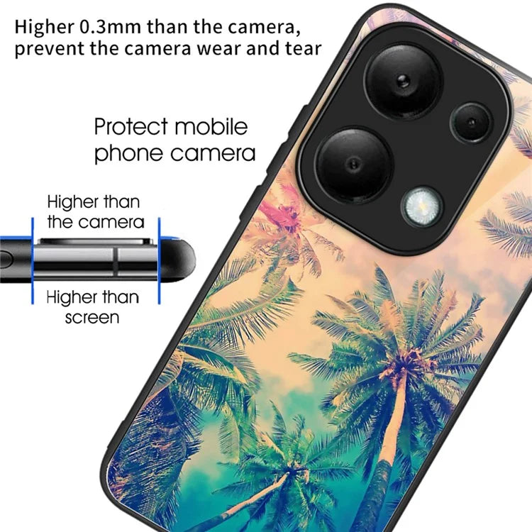 For Xiaomi Redmi Note 13 Pro 4G / Poco M6 Pro 4G Pattern Printing Case Tempered Glass TPU Slim Phone Cover