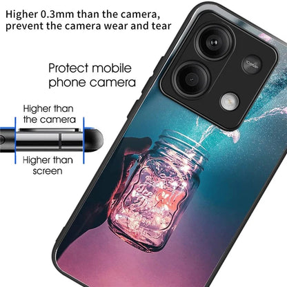 For Xiaomi Redmi Note 13 5G Shockproof Case Pattern Tempered Glass+TPU Phone Cover