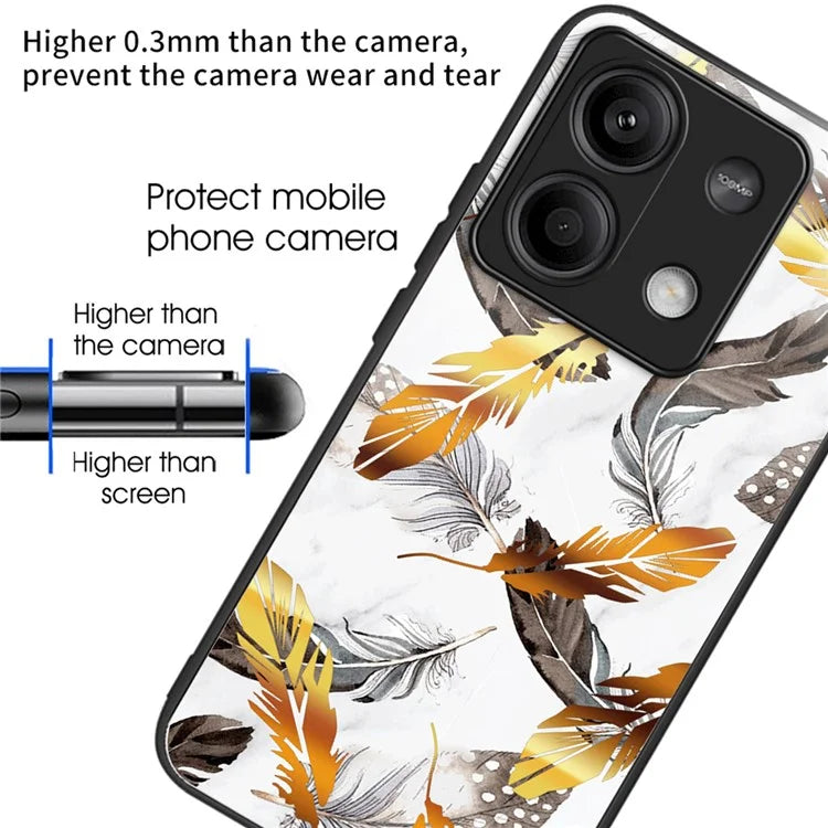 For Xiaomi Redmi Note 13 5G Shockproof Case Pattern Tempered Glass+TPU Phone Cover