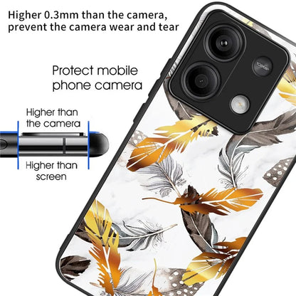 For Xiaomi Redmi Note 13 5G Shockproof Case Pattern Tempered Glass+TPU Phone Cover