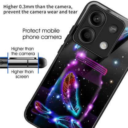 For Xiaomi Redmi Note 13 5G Shockproof Case Pattern Tempered Glass+TPU Phone Cover