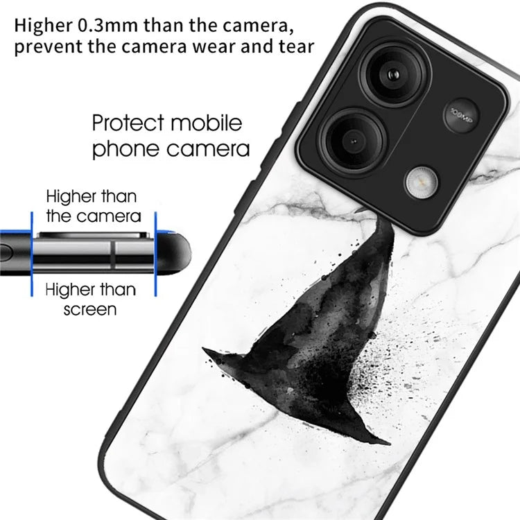 For Xiaomi Redmi Note 13 5G Shockproof Case Pattern Tempered Glass+TPU Phone Cover