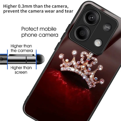 For Xiaomi Redmi Note 13 5G Shockproof Case Pattern Tempered Glass+TPU Phone Cover