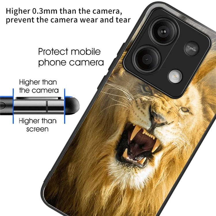 For Xiaomi Redmi Note 13 5G Shockproof Case Pattern Tempered Glass+TPU Phone Cover