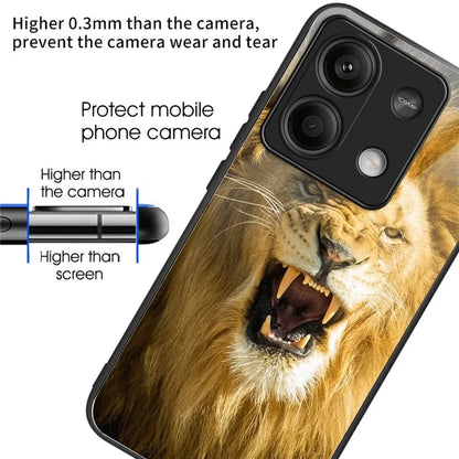 For Xiaomi Redmi Note 13 5G Shockproof Case Pattern Tempered Glass+TPU Phone Cover