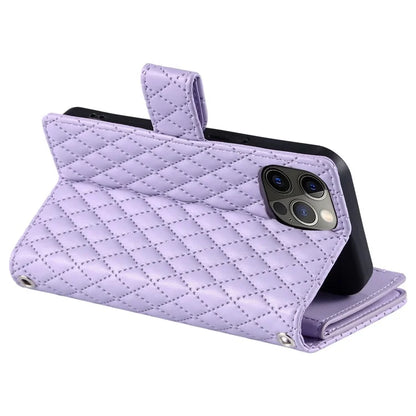 Style 012 for iPhone 12 Pro Max Case Rhombus Glitter Leather Phone Cover with Zipper Pocket