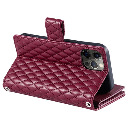 Style 012 for iPhone 12 Pro Max Case Rhombus Glitter Leather Phone Cover with Zipper Pocket