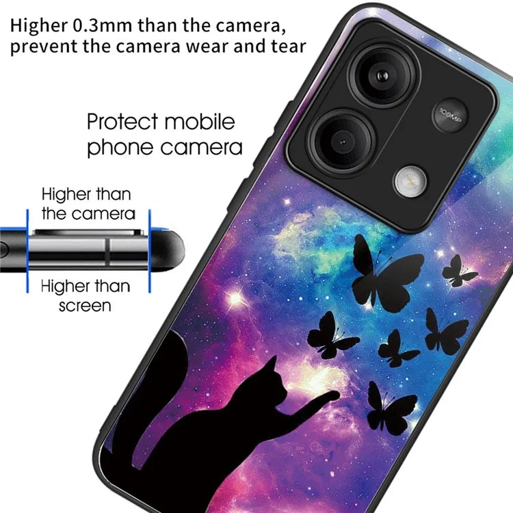 For Xiaomi Redmi Note 13 5G Case Pattern Design Ultra-Thin Tempered Glass Phone Cover