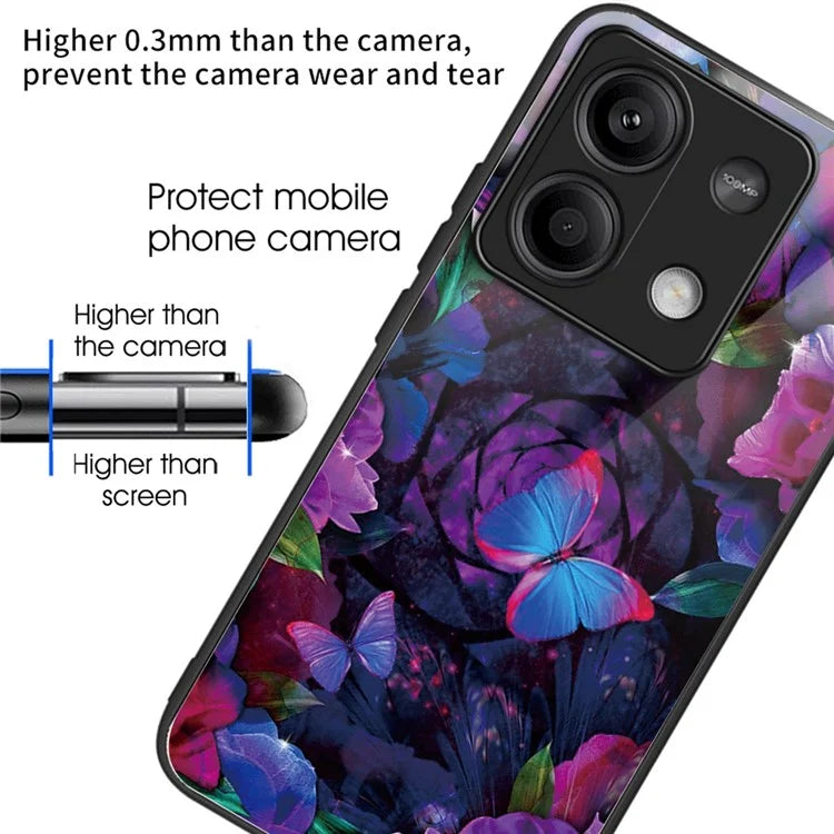 For Xiaomi Redmi Note 13 5G Case Pattern Design Ultra-Thin Tempered Glass Phone Cover