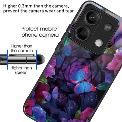 For Xiaomi Redmi Note 13 5G Case Pattern Design Ultra-Thin Tempered Glass Phone Cover