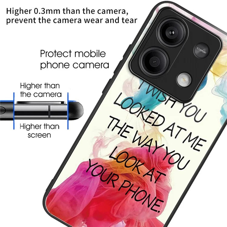 For Xiaomi Redmi Note 13 5G Case Pattern Design Ultra-Thin Tempered Glass Phone Cover