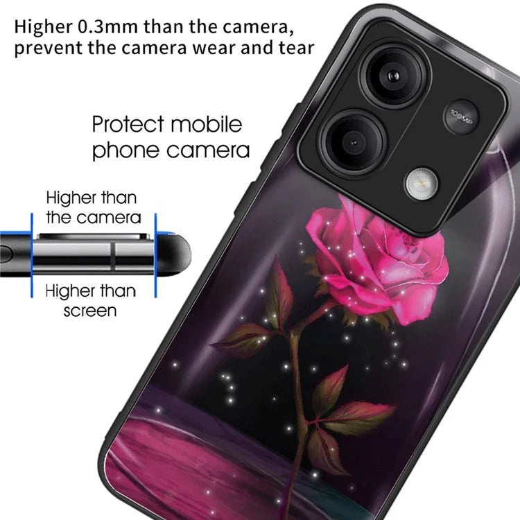 For Xiaomi Redmi Note 13 5G Case Pattern Design Ultra-Thin Tempered Glass Phone Cover
