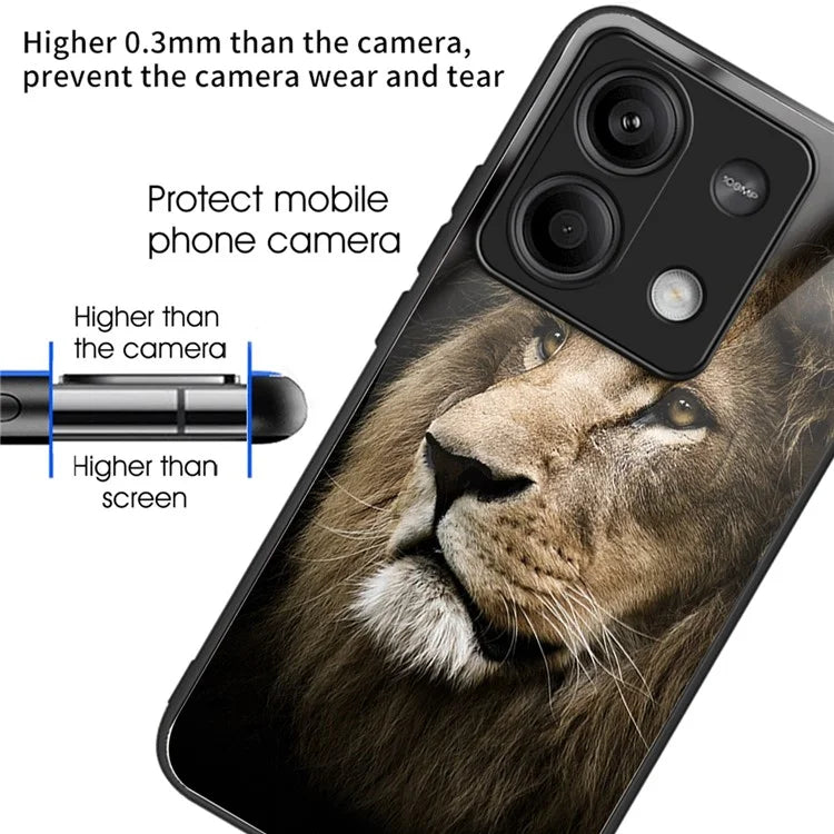 For Xiaomi Redmi Note 13 5G Case Pattern Design Ultra-Thin Tempered Glass Phone Cover