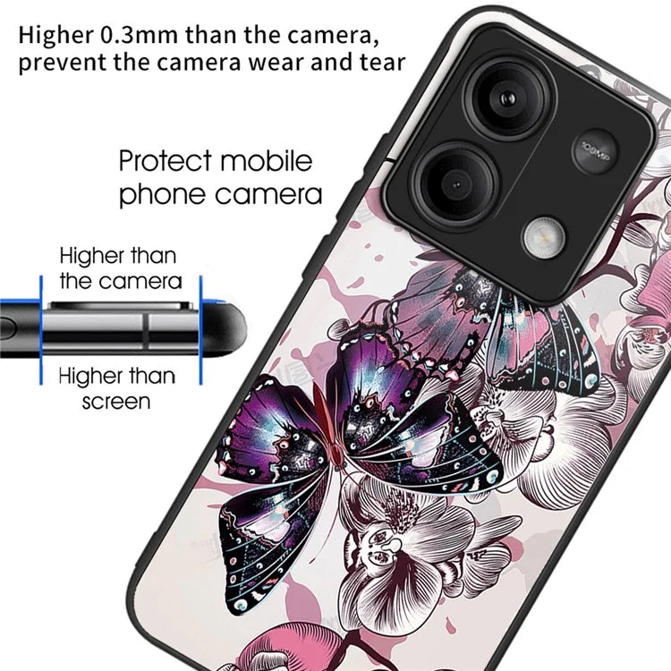 For Xiaomi Redmi Note 13 5G Case Pattern Design Ultra-Thin Tempered Glass Phone Cover