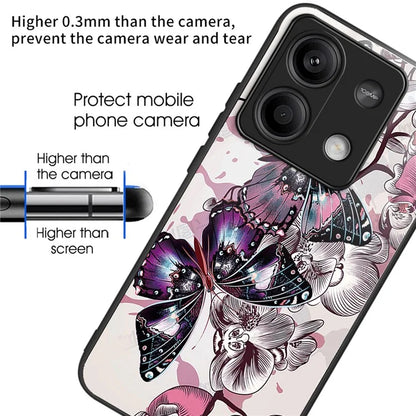 For Xiaomi Redmi Note 13 5G Case Pattern Design Ultra-Thin Tempered Glass Phone Cover