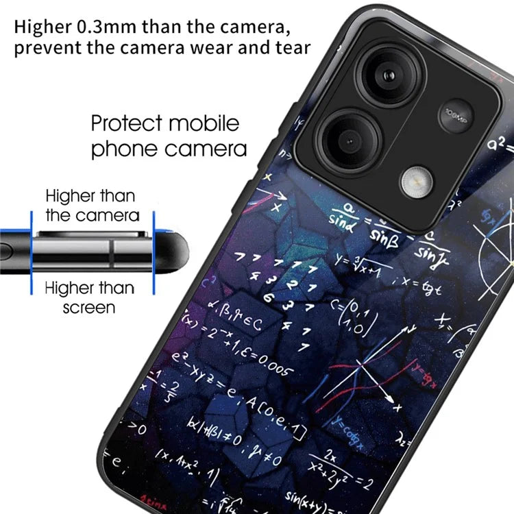 For Xiaomi Redmi Note 13 5G Case Pattern Design Ultra-Thin Tempered Glass Phone Cover
