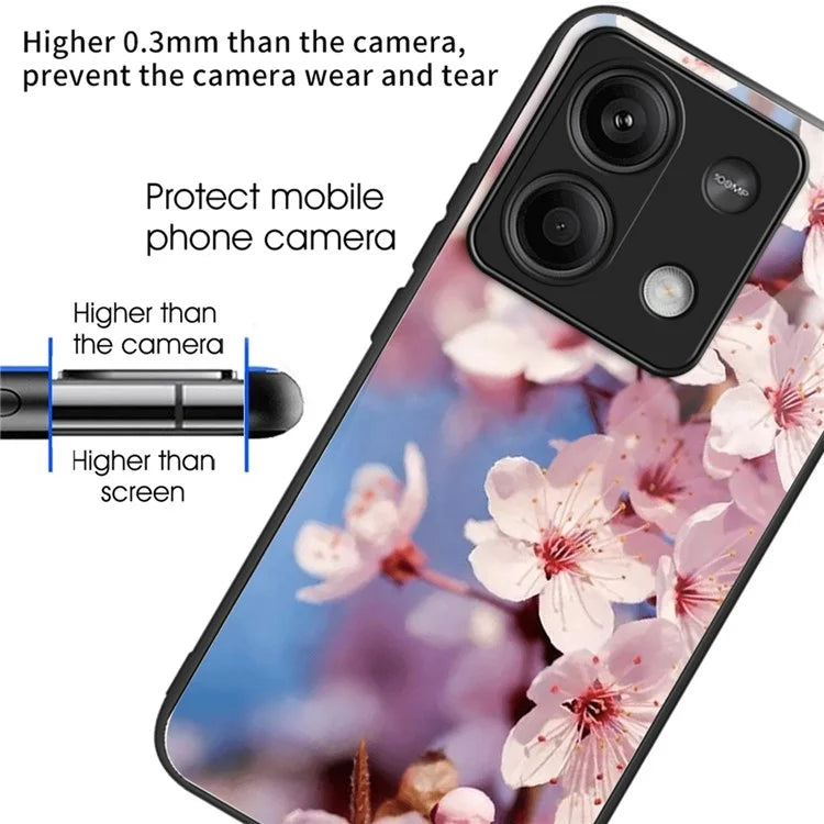 For Xiaomi Redmi Note 13 5G Case Pattern Design Ultra-Thin Tempered Glass Phone Cover