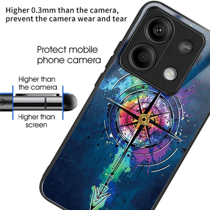 For Xiaomi Redmi Note 13 5G Case Pattern Design Ultra-Thin Tempered Glass Phone Cover