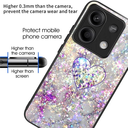 For Xiaomi Redmi Note 13 5G Case Pattern Printing TPU+Tempered Glass Hybrid Phone Cover