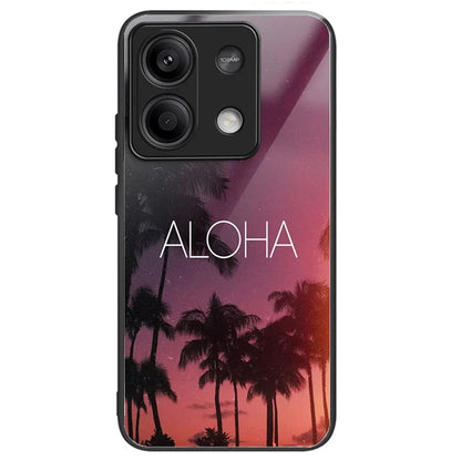 For Xiaomi Redmi Note 13 5G Case Pattern Printing TPU+Tempered Glass Hybrid Phone Cover