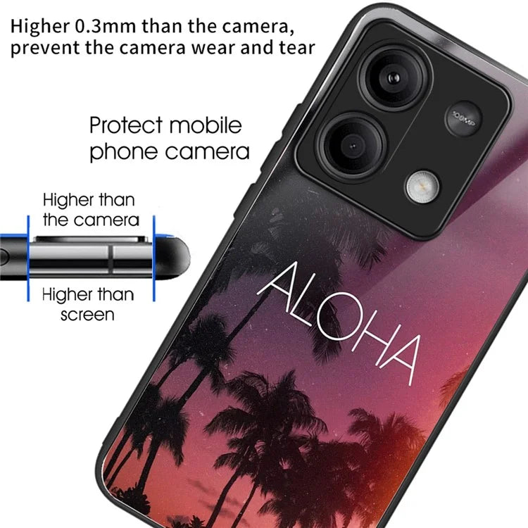 For Xiaomi Redmi Note 13 5G Case Pattern Printing TPU+Tempered Glass Hybrid Phone Cover