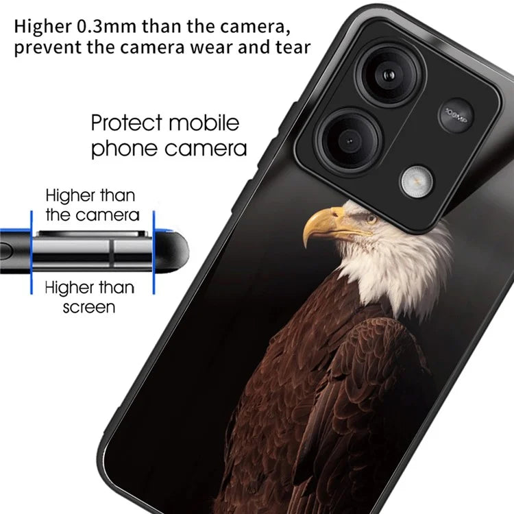 For Xiaomi Redmi Note 13 5G Case Pattern Printing TPU+Tempered Glass Hybrid Phone Cover