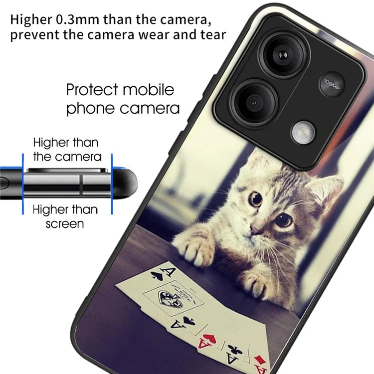 For Xiaomi Redmi Note 13 5G Case Pattern Printing TPU+Tempered Glass Hybrid Phone Cover