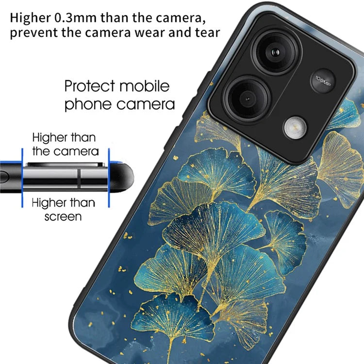 For Xiaomi Redmi Note 13 5G Case Pattern Printing TPU+Tempered Glass Hybrid Phone Cover