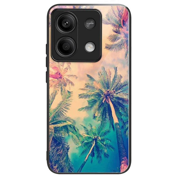 For Xiaomi Redmi Note 13 5G Case Pattern Printing TPU+Tempered Glass Hybrid Phone Cover