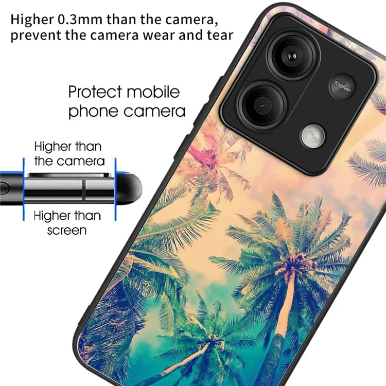 For Xiaomi Redmi Note 13 5G Case Pattern Printing TPU+Tempered Glass Hybrid Phone Cover