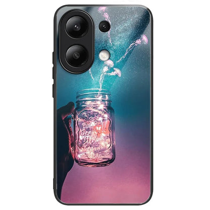 For Xiaomi Redmi Note 13 4G Phone Case Tempered Glass+TPU Pattern Print Back Cover