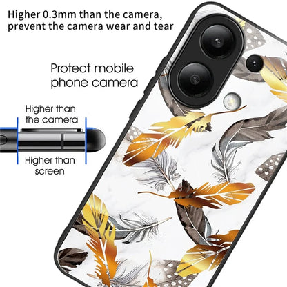 For Xiaomi Redmi Note 13 4G Phone Case Tempered Glass+TPU Pattern Print Back Cover