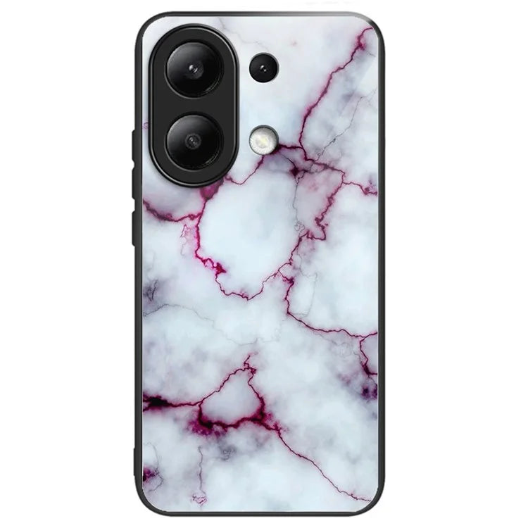 For Xiaomi Redmi Note 13 4G Phone Case Tempered Glass+TPU Pattern Print Back Cover