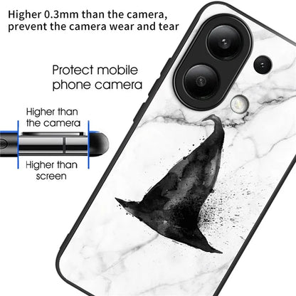 For Xiaomi Redmi Note 13 4G Phone Case Tempered Glass+TPU Pattern Print Back Cover