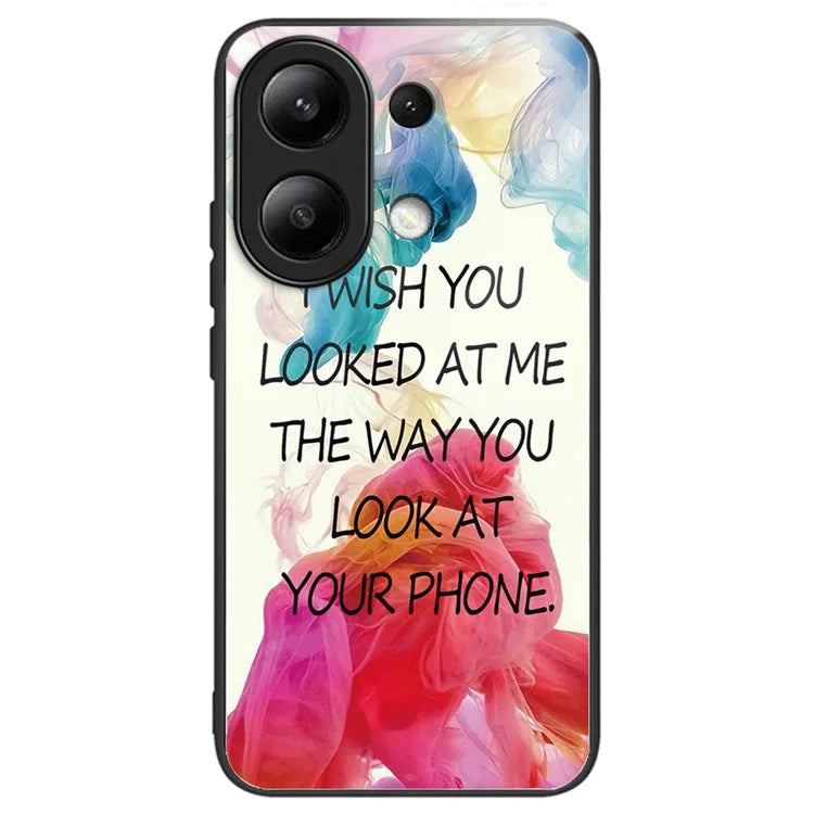 For Xiaomi Redmi Note 13 4G Case Pattern Printing Anti-Drop Tempered Glass TPU Phone Cover