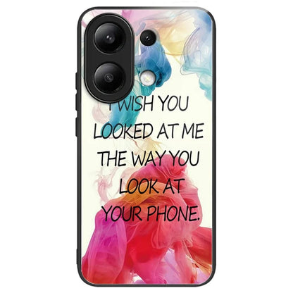For Xiaomi Redmi Note 13 4G Case Pattern Printing Anti-Drop Tempered Glass TPU Phone Cover
