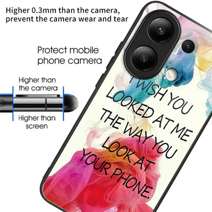 For Xiaomi Redmi Note 13 4G Case Pattern Printing Anti-Drop Tempered Glass TPU Phone Cover