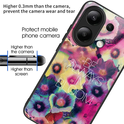 For Xiaomi Redmi Note 13 4G Case Pattern Printing Anti-Drop Tempered Glass TPU Phone Cover