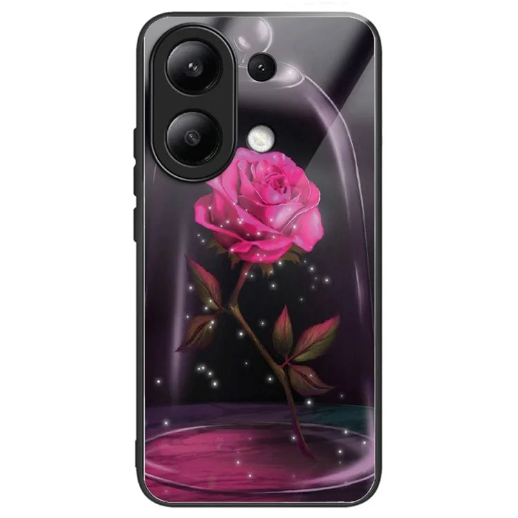 For Xiaomi Redmi Note 13 4G Case Pattern Printing Anti-Drop Tempered Glass TPU Phone Cover