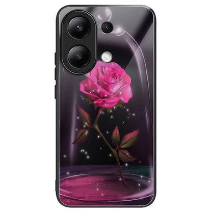 For Xiaomi Redmi Note 13 4G Case Pattern Printing Anti-Drop Tempered Glass TPU Phone Cover