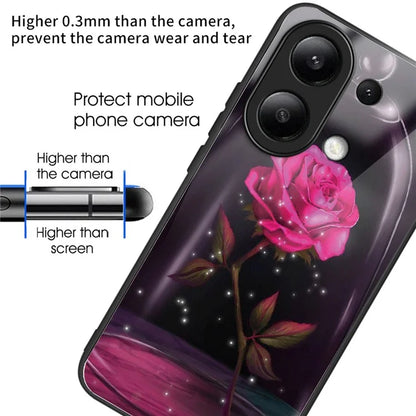 For Xiaomi Redmi Note 13 4G Case Pattern Printing Anti-Drop Tempered Glass TPU Phone Cover