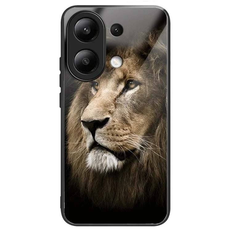 For Xiaomi Redmi Note 13 4G Case Pattern Printing Anti-Drop Tempered Glass TPU Phone Cover