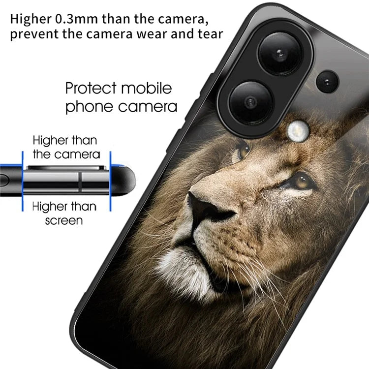 For Xiaomi Redmi Note 13 4G Case Pattern Printing Anti-Drop Tempered Glass TPU Phone Cover