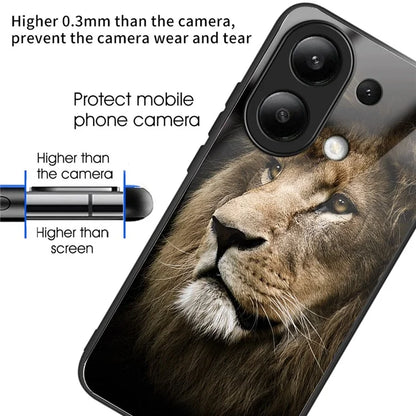 For Xiaomi Redmi Note 13 4G Case Pattern Printing Anti-Drop Tempered Glass TPU Phone Cover