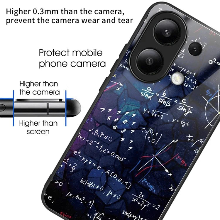 For Xiaomi Redmi Note 13 4G Case Pattern Printing Anti-Drop Tempered Glass TPU Phone Cover
