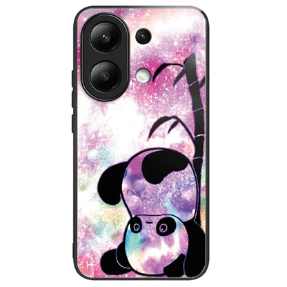 For Xiaomi Redmi Note 13 4G Case Pattern Printing Anti-Drop Tempered Glass TPU Phone Cover