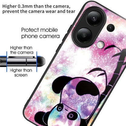 For Xiaomi Redmi Note 13 4G Case Pattern Printing Anti-Drop Tempered Glass TPU Phone Cover