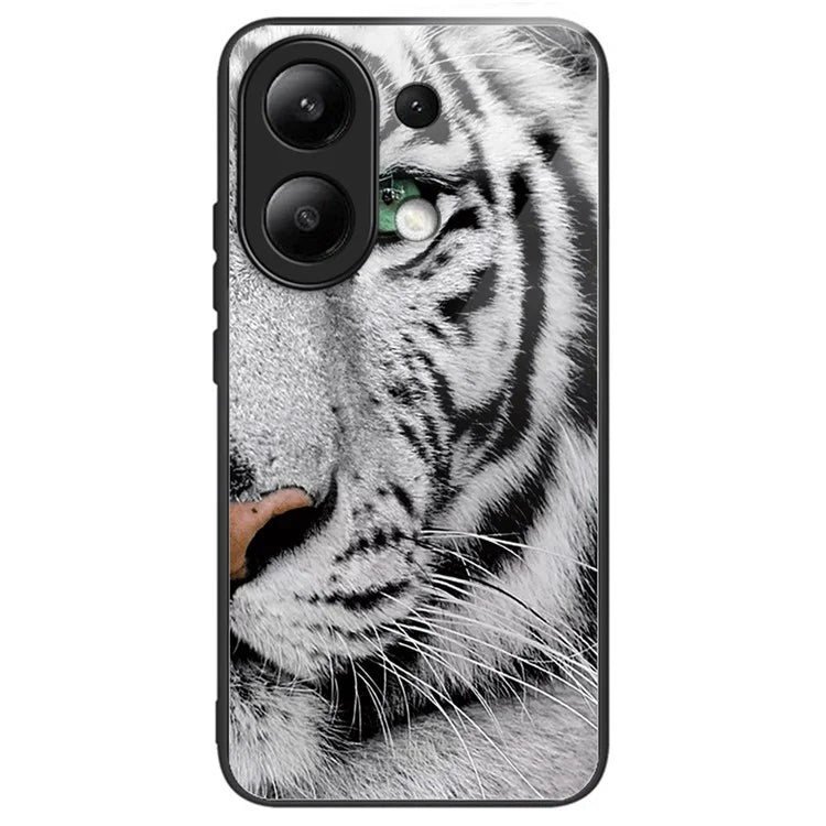 For Xiaomi Redmi Note 13 4G Case Pattern Printing Anti-Drop Tempered Glass TPU Phone Cover